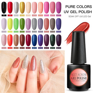 MEET ACROSS 7ML Gel Nail Polish UV LED Soak Off Gel Nail Varnish Long Lasting Nail Gel Lacquer Nail Art Salon Accessories