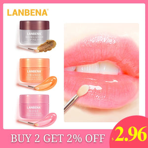 LANBENA Lip Plumper Mask Moisturizing Rose Pink Orange Oil Lighten Lines Brown Sugar Scrub Nourish Night Sleep Maintenance Cream