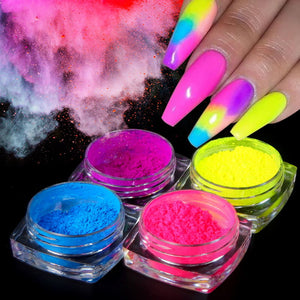 9 Boxes/set Neon Pigment Powder Nail Fluorescence Gradient Glitter Summer Shinny Dust Ombre DIY Nail Art Decoration Manicure