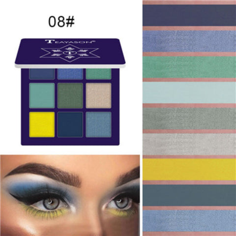 Yellow Glazed Makeup Eyeshadow Pallete Makeup Brushes Shimmer Pigmented 9 Color Eye Shadow Palette Make Up Palette Long-lasting