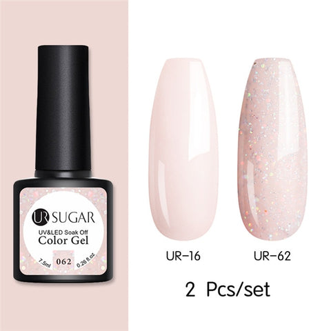 UR SUGAR Glitter UV Gel Nail Polish Set Nude Color Series Led Nail Gel Varnish Semi Permanent Nail Lacquer Sequins Gel 2pcs/set