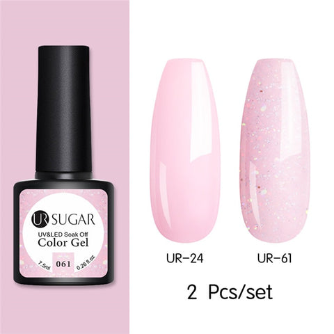 UR SUGAR Glitter UV Gel Nail Polish Set Nude Color Series Led Nail Gel Varnish Semi Permanent Nail Lacquer Sequins Gel 2pcs/set