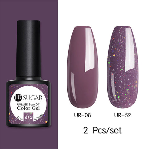 UR SUGAR Glitter UV Gel Nail Polish Set Nude Color Series Led Nail Gel Varnish Semi Permanent Nail Lacquer Sequins Gel 2pcs/set