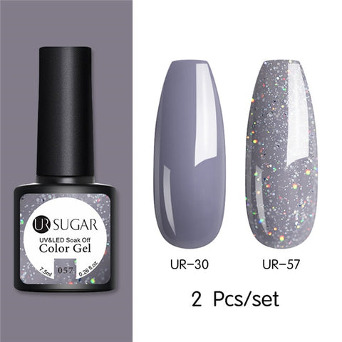 UR SUGAR Glitter UV Gel Nail Polish Set Nude Color Series Led Nail Gel Varnish Semi Permanent Nail Lacquer Sequins Gel 2pcs/set