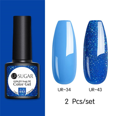 UR SUGAR Glitter UV Gel Nail Polish Set Nude Color Series Led Nail Gel Varnish Semi Permanent Nail Lacquer Sequins Gel 2pcs/set