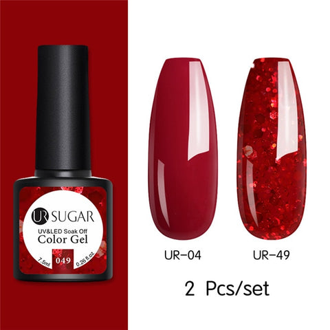 UR SUGAR Glitter UV Gel Nail Polish Set Nude Color Series Led Nail Gel Varnish Semi Permanent Nail Lacquer Sequins Gel 2pcs/set