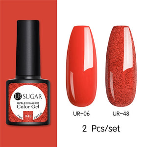 UR SUGAR Glitter UV Gel Nail Polish Set Nude Color Series Led Nail Gel Varnish Semi Permanent Nail Lacquer Sequins Gel 2pcs/set