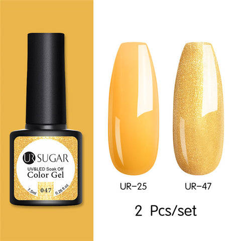 UR SUGAR Glitter UV Gel Nail Polish Set Nude Color Series Led Nail Gel Varnish Semi Permanent Nail Lacquer Sequins Gel 2pcs/set