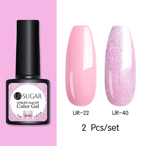 UR SUGAR Glitter UV Gel Nail Polish Set Nude Color Series Led Nail Gel Varnish Semi Permanent Nail Lacquer Sequins Gel 2pcs/set