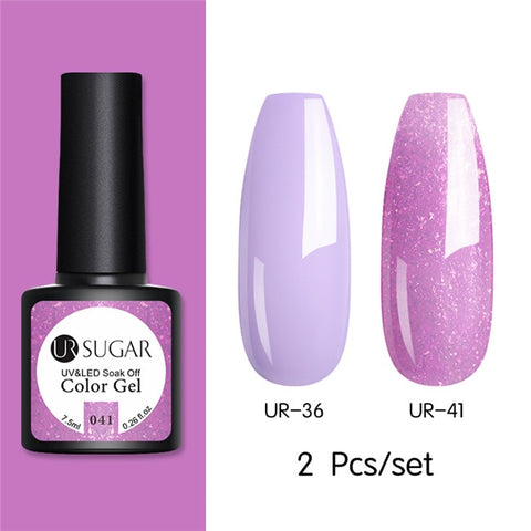 UR SUGAR Glitter UV Gel Nail Polish Set Nude Color Series Led Nail Gel Varnish Semi Permanent Nail Lacquer Sequins Gel 2pcs/set