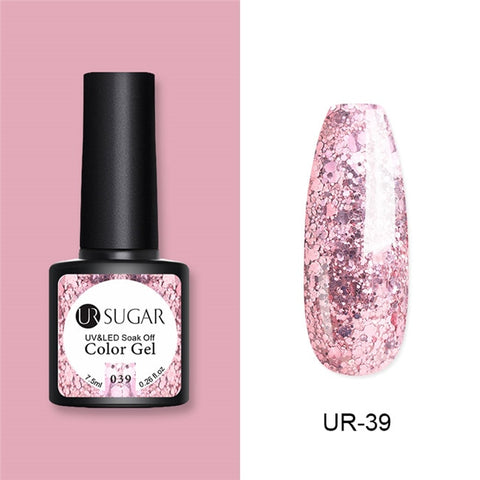 UR SUGAR Glitter UV Gel Nail Polish Set Nude Color Series Led Nail Gel Varnish Semi Permanent Nail Lacquer Sequins Gel 2pcs/set