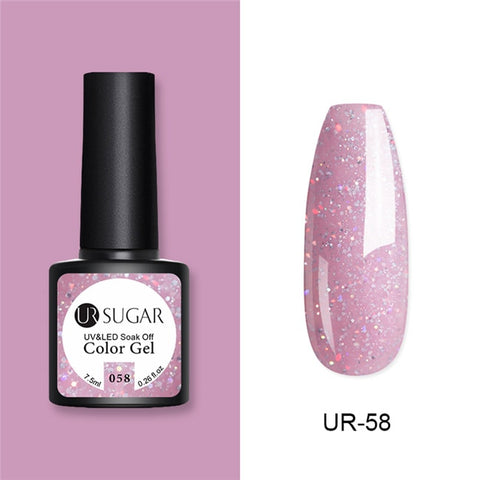 UR SUGAR Glitter UV Gel Nail Polish Set Nude Color Series Led Nail Gel Varnish Semi Permanent Nail Lacquer Sequins Gel 2pcs/set