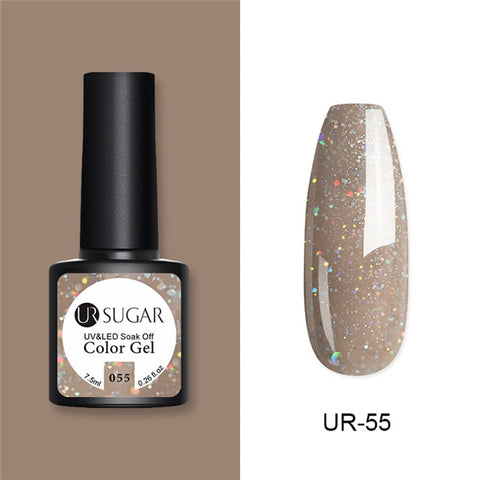 UR SUGAR Glitter UV Gel Nail Polish Set Nude Color Series Led Nail Gel Varnish Semi Permanent Nail Lacquer Sequins Gel 2pcs/set