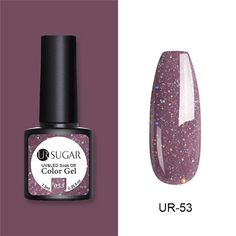 UR SUGAR Glitter UV Gel Nail Polish Set Nude Color Series Led Nail Gel Varnish Semi Permanent Nail Lacquer Sequins Gel 2pcs/set