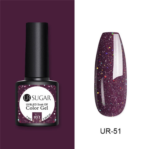 UR SUGAR Glitter UV Gel Nail Polish Set Nude Color Series Led Nail Gel Varnish Semi Permanent Nail Lacquer Sequins Gel 2pcs/set