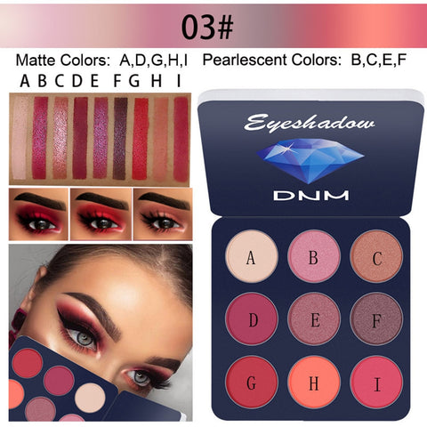 New Nude Warm Earth Color Eyeshadow Powder Makeup Palette Matte Shimmer Eye Pigmented Powder Make Up 9 Colors Eyeshadow