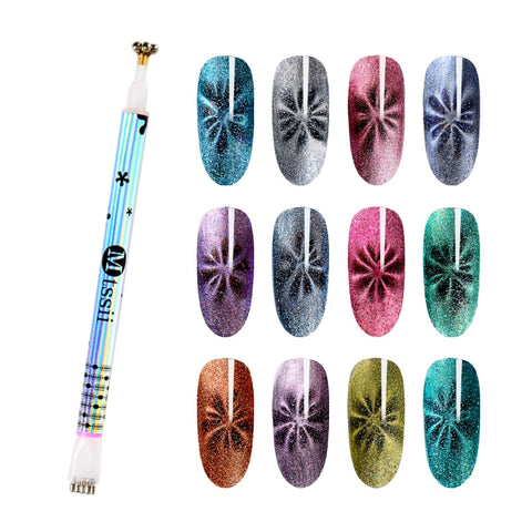 Mtssii Nail Art Magnet Stick Cat Eyes Magnet for Nail Gel Polish 3D Line Strip Effect Strong Magnetic Pen Tools for Gel Varnish