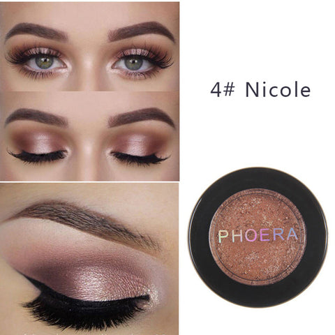 PHOERA Metal Eyeshadow Makeup Palette Nude Red Black Color Glitter Eye Shadow Natural Eyes Make Up maquillage TSLM2