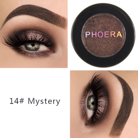 PHOERA Metal Eyeshadow Makeup Palette Nude Red Black Color Glitter Eye Shadow Natural Eyes Make Up maquillage TSLM2