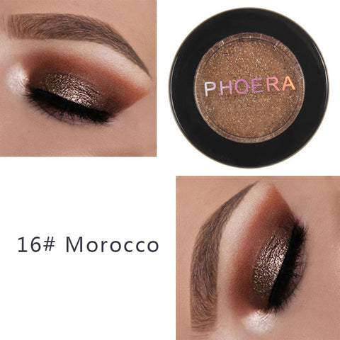 PHOERA Metal Eyeshadow Makeup Palette Nude Red Black Color Glitter Eye Shadow Natural Eyes Make Up maquillage TSLM2