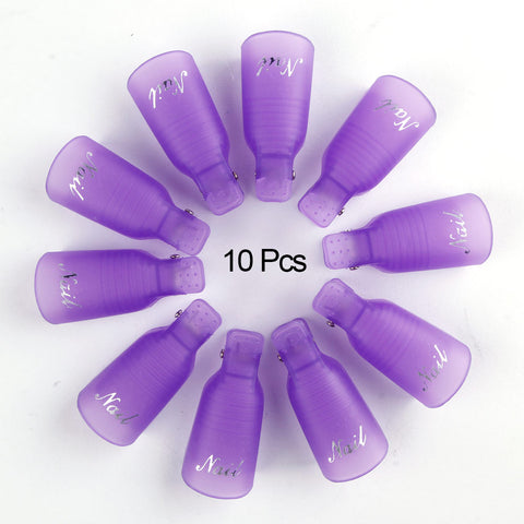 10PCS Plastic Nail Art Soak Off Cap Clip UV Gel Polish Remover Wrap Tool Nail Art Tips for Fingers Nail Polish Remover Nail Tool