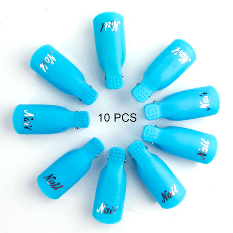 10PCS Plastic Nail Art Soak Off Cap Clip UV Gel Polish Remover Wrap Tool Nail Art Tips for Fingers Nail Polish Remover Nail Tool