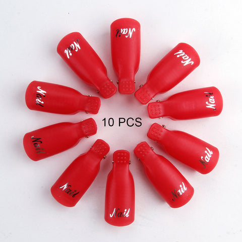 10PCS Plastic Nail Art Soak Off Cap Clip UV Gel Polish Remover Wrap Tool Nail Art Tips for Fingers Nail Polish Remover Nail Tool