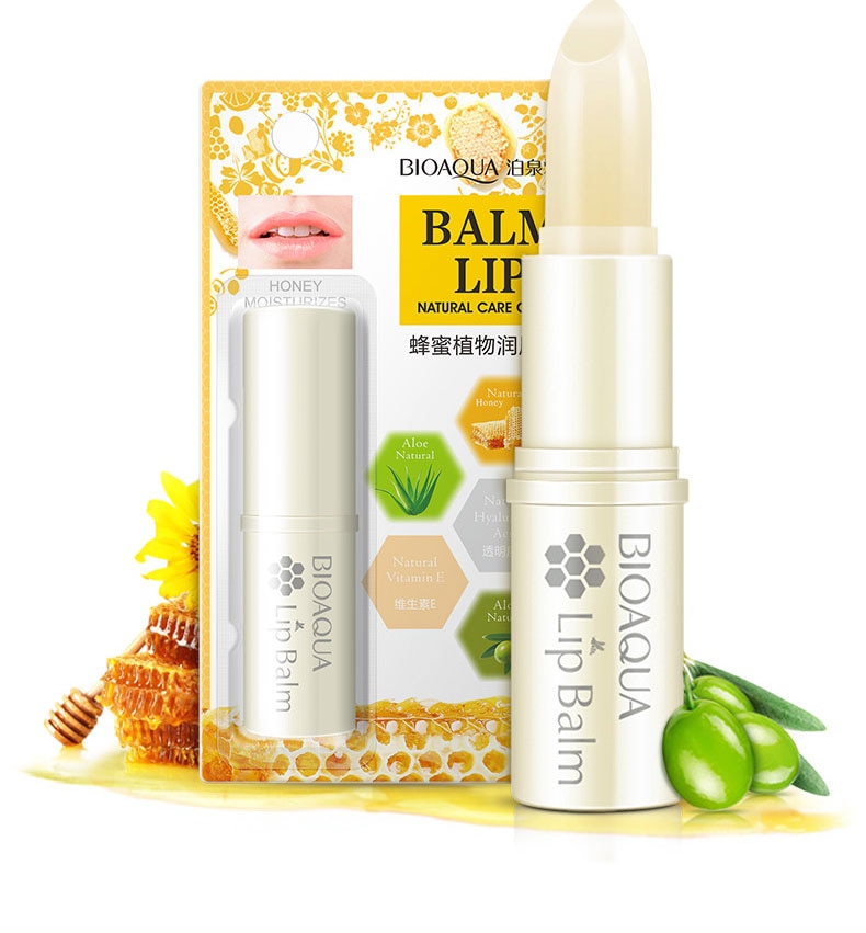 BIOAQUA Natural Aloe Honey Moisturizing Lip Balm Colorless Refine repair lip wrinkles For Woman Winter Lip Care Free Shipping