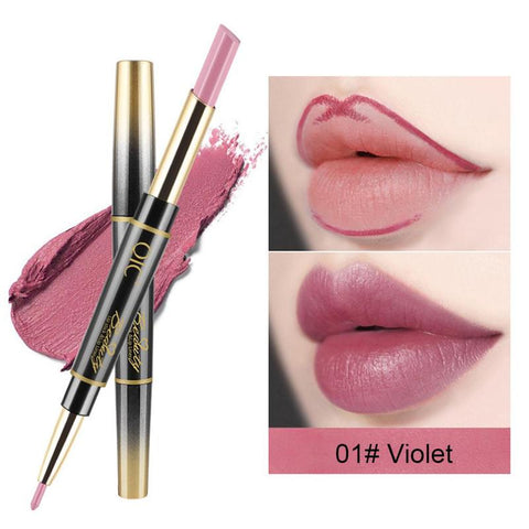 Nude Color 2 In 1 Double-end Lip liner Pencil Waterproof Sexy Lipstick Long-lasting Women Makeup Tools