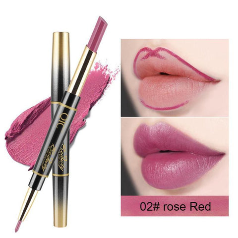 Nude Color 2 In 1 Double-end Lip liner Pencil Waterproof Sexy Lipstick Long-lasting Women Makeup Tools