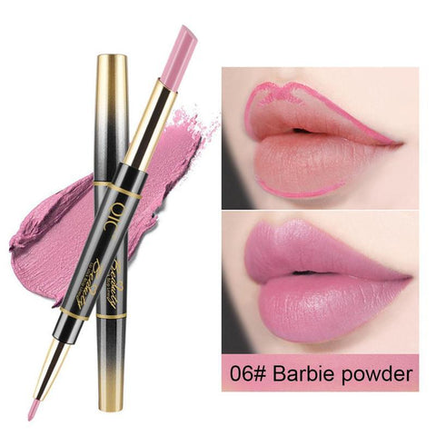 Nude Color 2 In 1 Double-end Lip liner Pencil Waterproof Sexy Lipstick Long-lasting Women Makeup Tools