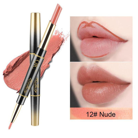 Nude Color 2 In 1 Double-end Lip liner Pencil Waterproof Sexy Lipstick Long-lasting Women Makeup Tools