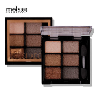 MEIS New Arrival Charming Eyeshadow 6 Color Eye shadow Palette Make up Palette Shimmer Pigmented EyeShadow Powder Fashion Color