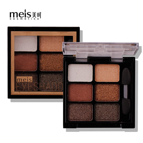 MEIS New Arrival Charming Eyeshadow 6 Color Eye shadow Palette Make up Palette Shimmer Pigmented EyeShadow Powder Fashion Color