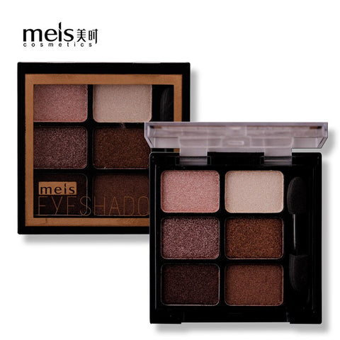 MEIS New Arrival Charming Eyeshadow 6 Color Eye shadow Palette Make up Palette Shimmer Pigmented EyeShadow Powder Fashion Color