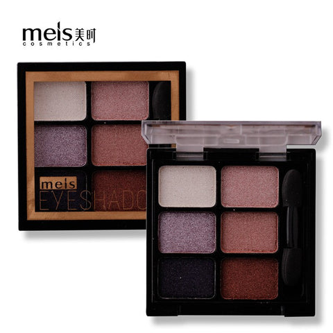 MEIS New Arrival Charming Eyeshadow 6 Color Eye shadow Palette Make up Palette Shimmer Pigmented EyeShadow Powder Fashion Color