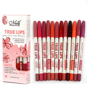 12pcs/set M.n Menow Waterproof lipliner pencil assorted 12colors waterproof lip pencil true lips makeup retail P14002