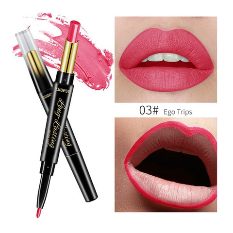 2 In 1 Double-end Lipstick Lip Pencil Waterproof Matte Lip Liner Pen Pigments Nude Lasting Lip Makeup maquillaje TSLM2