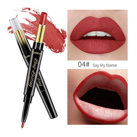 2 In 1 Double-end Lipstick Lip Pencil Waterproof Matte Lip Liner Pen Pigments Nude Lasting Lip Makeup maquillaje TSLM2