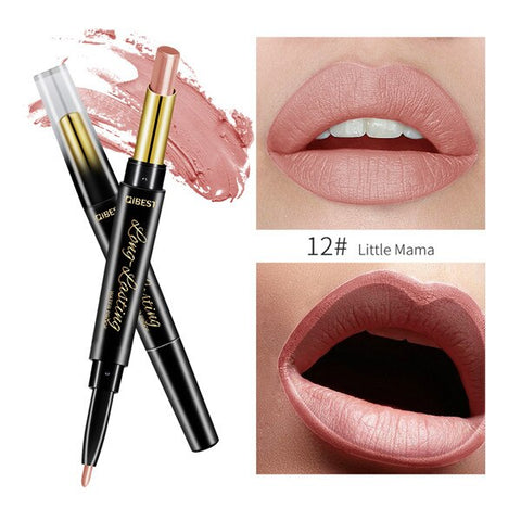 2 In 1 Double-end Lipstick Lip Pencil Waterproof Matte Lip Liner Pen Pigments Nude Lasting Lip Makeup maquillaje TSLM2