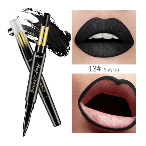 2 In 1 Double-end Lipstick Lip Pencil Waterproof Matte Lip Liner Pen Pigments Nude Lasting Lip Makeup maquillaje TSLM2