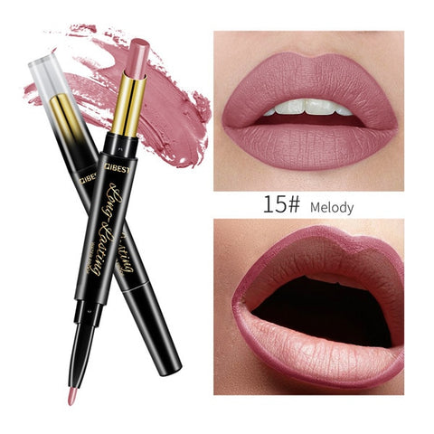 2 In 1 Double-end Lipstick Lip Pencil Waterproof Matte Lip Liner Pen Pigments Nude Lasting Lip Makeup maquillaje TSLM2