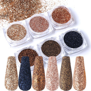 6pcs Nail Glitter Rose Gold Colors Sandy Powder Sandy Luxury Sparkles Nail Art Sequins Pigment Flakes Dust Decorations TR1539-13