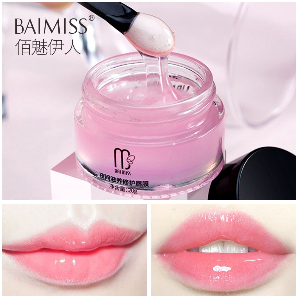 BAIMISS Nourishing Repaireing Lip Mask Night Mask Moisturizer Lip Care Lip Dilute Color Improve Wrinkles Lip Essence Beauty 20g