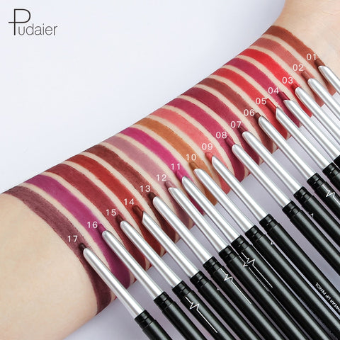 Pudaier 17Color Matte Lip Liner Pencil Waterproof Long Lasting for Lipstick Eyeshadow Eyes Lips Makeup Pen Red Lipliner Tattoo