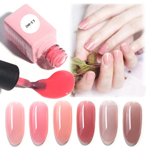 1pcs Translucent Nail Gel Polish Semi Permanent Primer Red Hybrid Top Coat Base Coat Soak Off Lacquer Nail Art Varnish TRLT01-06