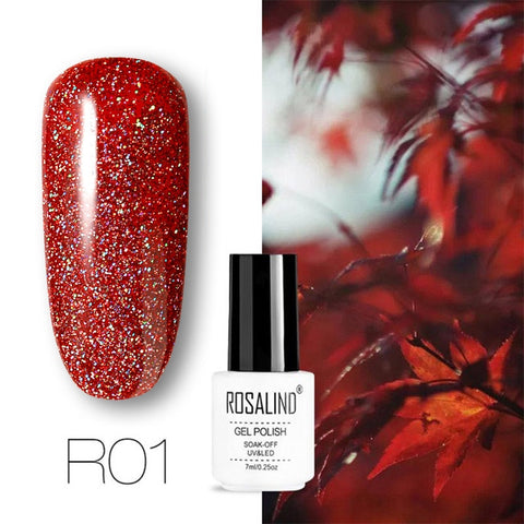 ROSALIND Nail Gel Polish Set For Nails Manicure Semi Permanent Hybrid Base Top Base Coat Dazzling Glitter Gel Varnish Lacquer