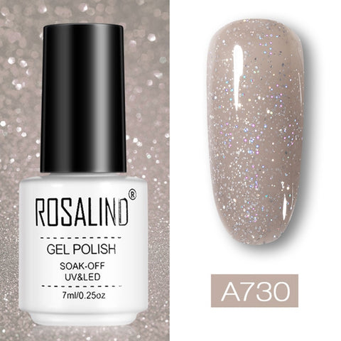 ROSALIND Nail Gel Polish Set For Nails Manicure Semi Permanent Hybrid Base Top Base Coat Dazzling Glitter Gel Varnish Lacquer