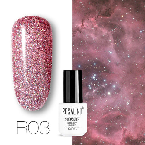 ROSALIND Nail Gel Polish Set For Nails Manicure Semi Permanent Hybrid Base Top Base Coat Dazzling Glitter Gel Varnish Lacquer