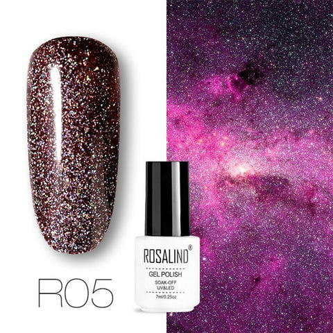 ROSALIND Nail Gel Polish Set For Nails Manicure Semi Permanent Hybrid Base Top Base Coat Dazzling Glitter Gel Varnish Lacquer